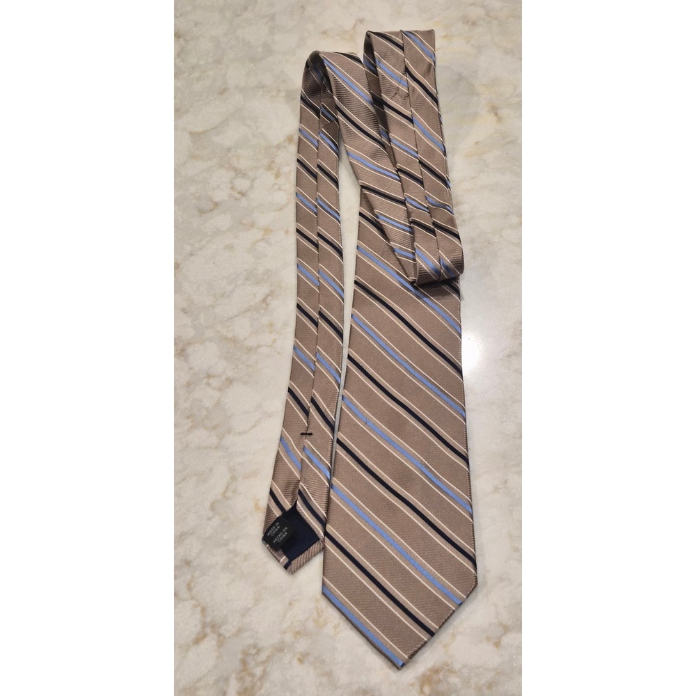 US Polo Assn Mens Silk Tie Taupe Blue Navy Striped Necktie RN 121149